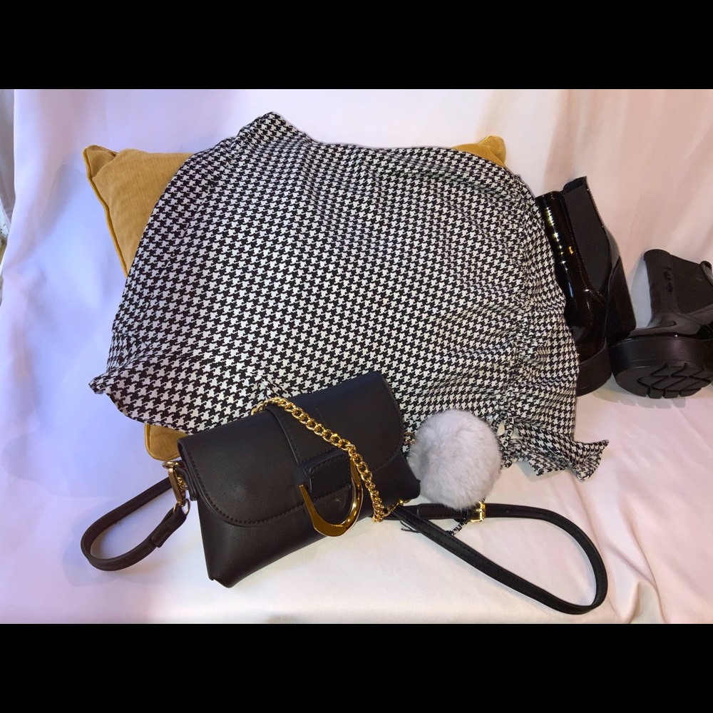 Houndstooth Drawstring Front Skort